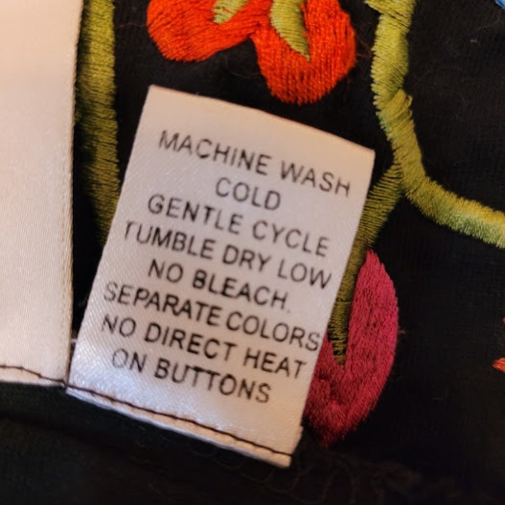 SOLD: Michael Simon Lite Embroidered Floral Johnny Was Style Top Shacket Boho L - Picture 7 of 10